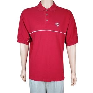 Reebok Golf Men Polo Sz L Buccaneers Football Red White